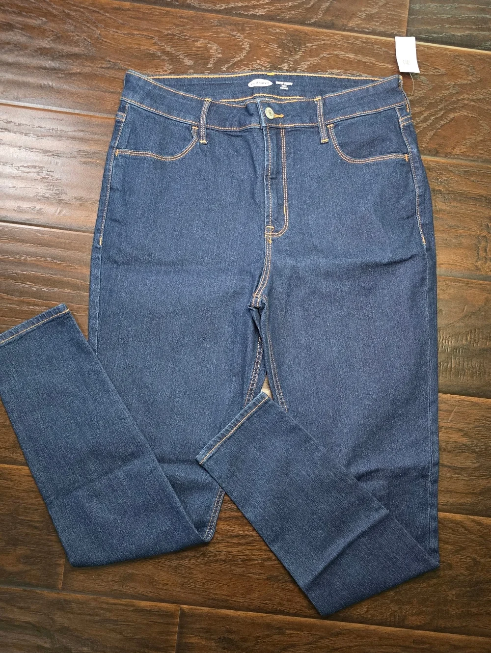 NWT Old Navy Womens Super Skinny Ankle High Rise Denim Blue Jeans 12 Long
